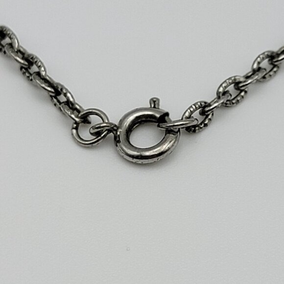 Vtg. 1907 USA Indian Head Penny And Turquoise Pendant Necklace Silver-Tone 24 In - Picture 8 of 9